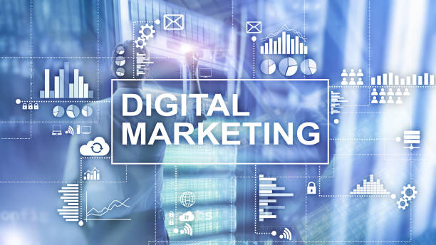 istock Digital marketing concept on double exposure background. 1140624479
