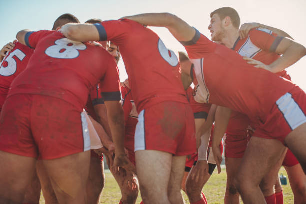 istock Rugby players huddling during time out 1140624808