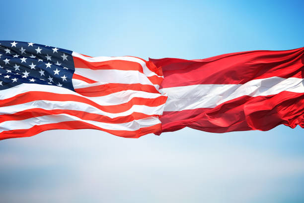istock Flags of the USA and Latvia 1140624855