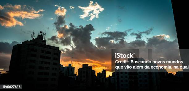 Sunset Over The City Landscape Stock Photo - Download Image Now - Brazil, Business, Above