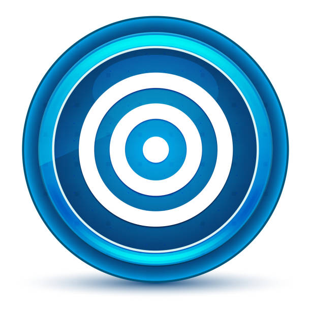 ilustrações, clipart, desenhos animados e ícones de tecla redonda azul do globo ocular do ícone do alvo - bulls eye dart target dartboard