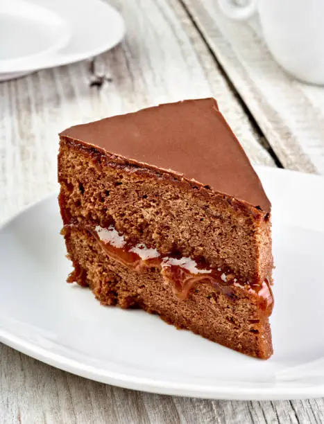 close up of a sacher cake cake