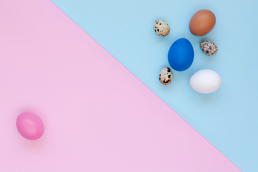 Colored Easter Eggs on colored backgrounds