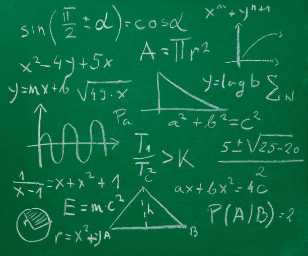 mathematik mathematik formel kreideplatte - blackboard green learning chalk stock-fotos und bilder
