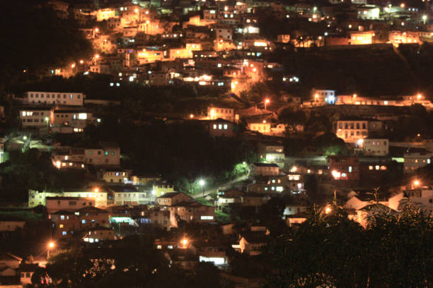 istock Night scene of a luminous town 1140638234
