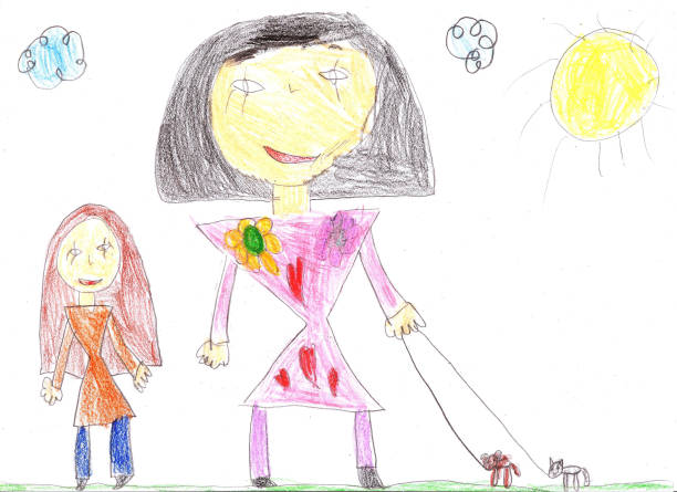 istock Drawing of a happy family on a walk 1140640590