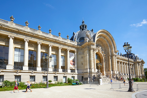 Paris, France - July 21, 2017: Petit Palais building in a sunny summer day, clear blue sky in Paris, France.