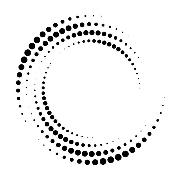 абстрактный пунктирный векторный фон. эффект полутона. спиральный пунктирный фон или значок - circle symbol shape abstract stock illustrations