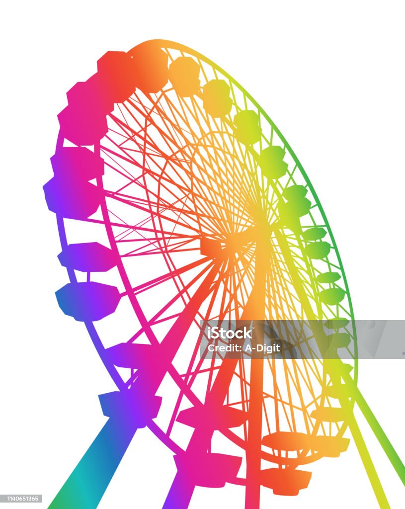 Ferris Rainbow Huge Ferris wheel vector illustration in rainbow colours Ferris Wheel stock vector