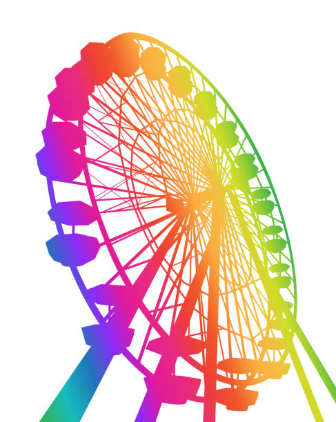Ferris Rainbow Huge Ferris wheel vector illustration in rainbow colours ferris wheel stock illustrations