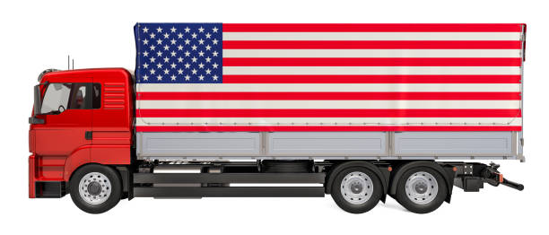 istock Cargo Delivery in the USA, 3D rendering isolated on white background 1140651760
