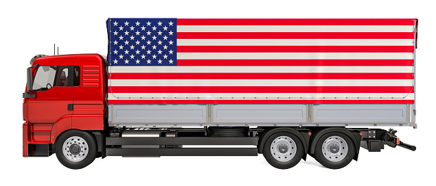 Cargo Delivery in the USA, 3D rendering isolated on white background