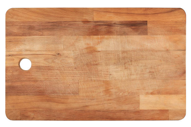 kitchen wooden cutting board on white - cooking kitchen utensil wood isolated imagens e fotografias de stock