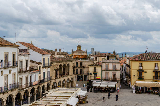 Panoramic view of the main square of the medieval city of Trujillo. Extremadura Spain