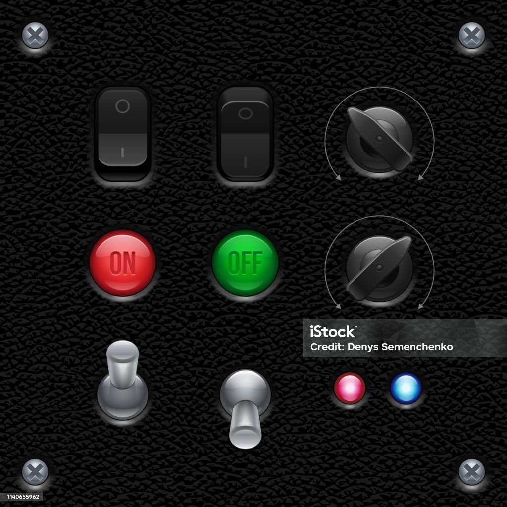 Leather Ui Application Software Controls Set Switcher Button Knobs ...