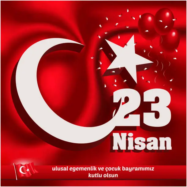 Vector illustration of April 23 National Sovereignty and Children's Day in Turkey, in turkish mean 