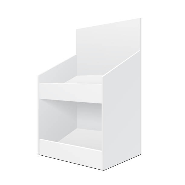 istock White Display Holder Box Stand POS POI Cardboard Blank Empty. Products On White Background Isolated. Ready For Your Design. Mockup Product Packing. Vector EPS10 1140657817