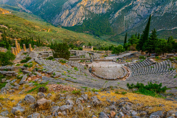 istock Ruins of theatre at ancient Delphi, Greece 1140660814