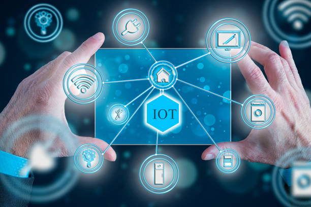 istock Business man playing a virtual screen controlling the Internet of things. IOT Concept. 1140662072