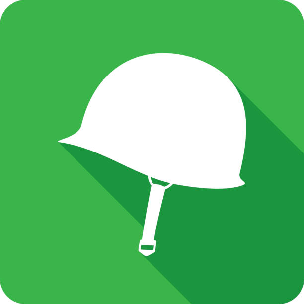 World War 2 Helmet Icon Silhouette Vector illustration of a green World War 2 Helmet icon in flat style. gi icon stock illustrations