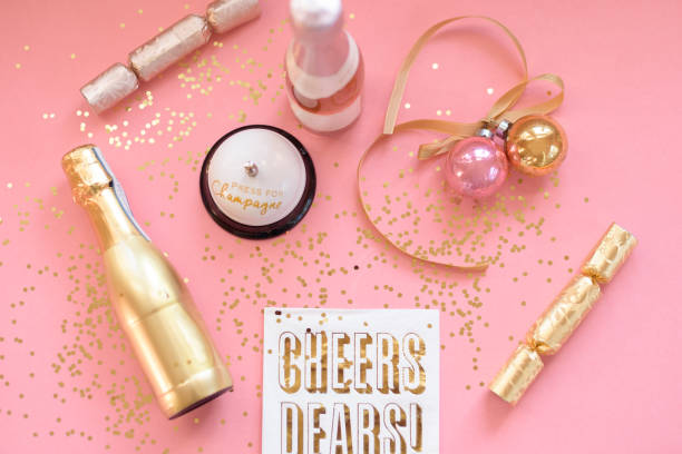istock Pink and gold champagne party  background 1140668561