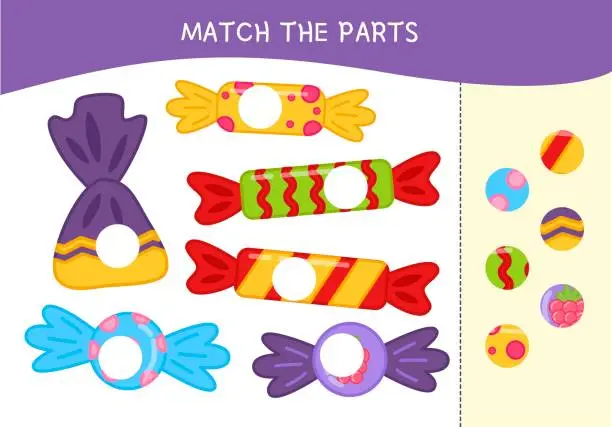 Vector illustration of Matching children educational game.