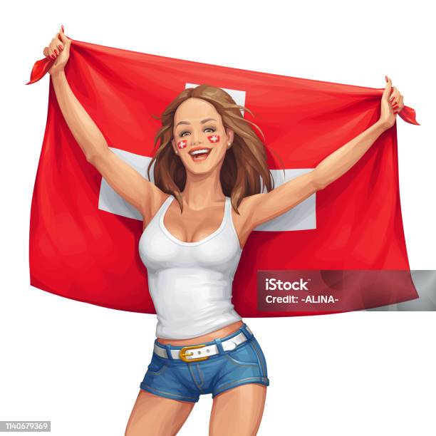 Swiss Fangirl Stock Illustration - Download Image Now - Adult, Adults Only, Beautiful People