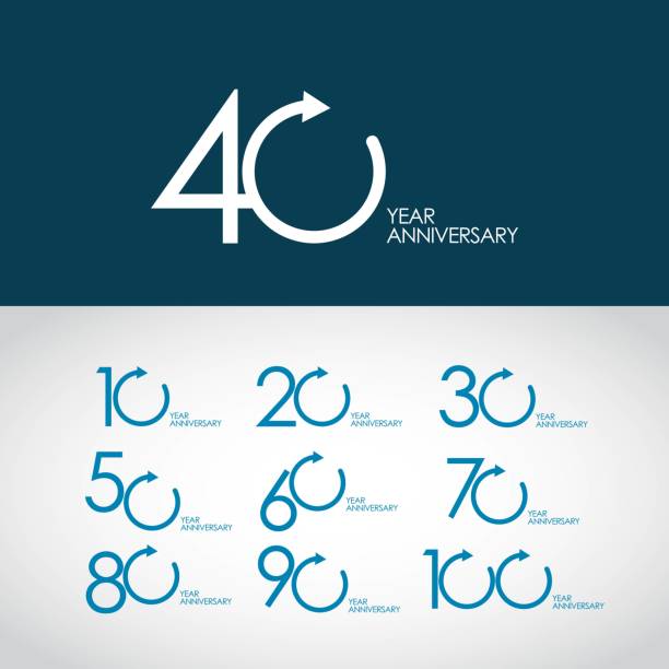 ilustrações, clipart, desenhos animados e ícones de 40 ano aniversário conjunto 10 20 30 50 60 70 80 90 vector template ilustração do projeto - anniversary number 10 year number 40