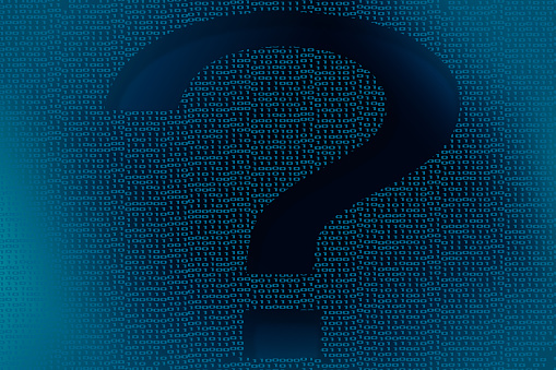 Question Mark With Binary Digital Code Stock Photo - Download Image Now ...