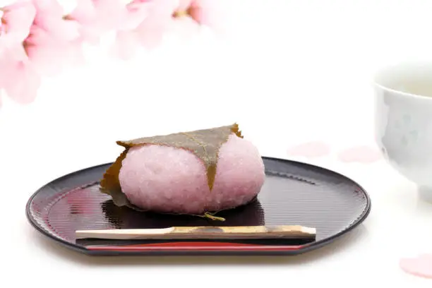 Japanese confectionery, cherry blossom rice cake Sakura Mochi
