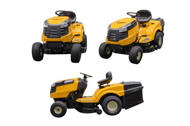 istock yellow agricultural mini tractor isolated on white background 1140691027