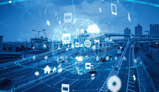 istock Technology of transportation concept. Traffic control systems. Internet of Things. Mobility as a service. 1140693037