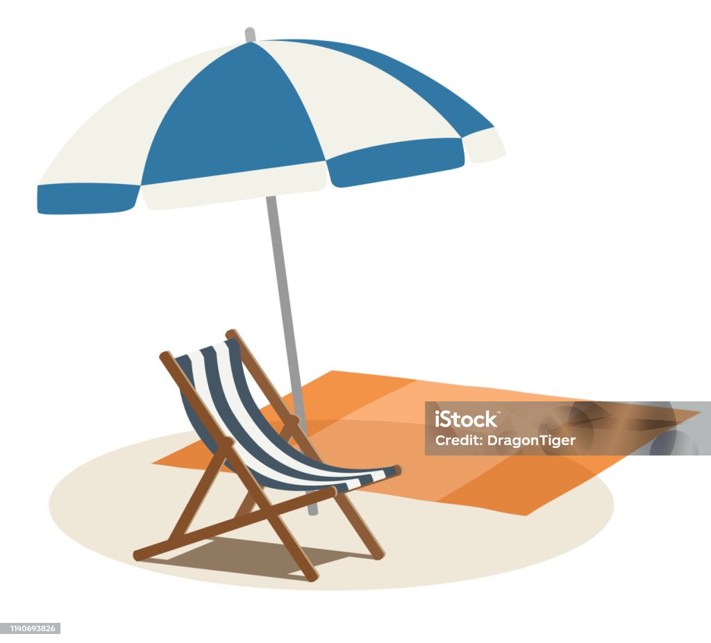 Summer Beach parasol and beach chair Beach Umbrella stock vector