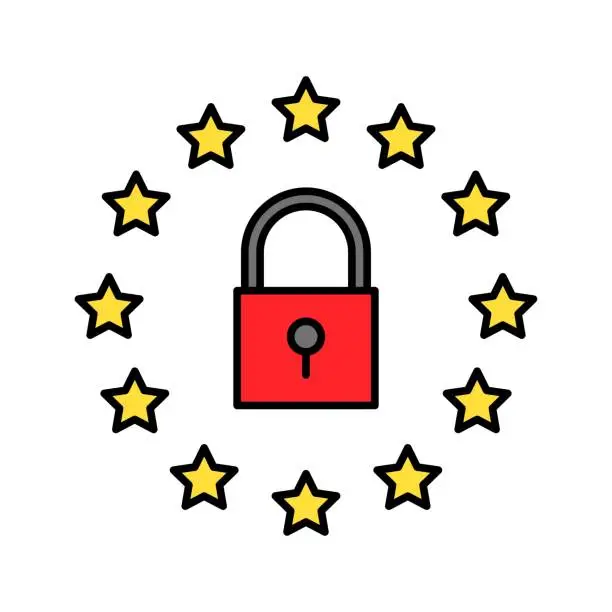 Vector illustration of GDPR General Data Protection Regulation icon, filled style editable stroke