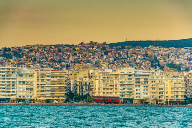 Sunset view of thessaloniki, greece