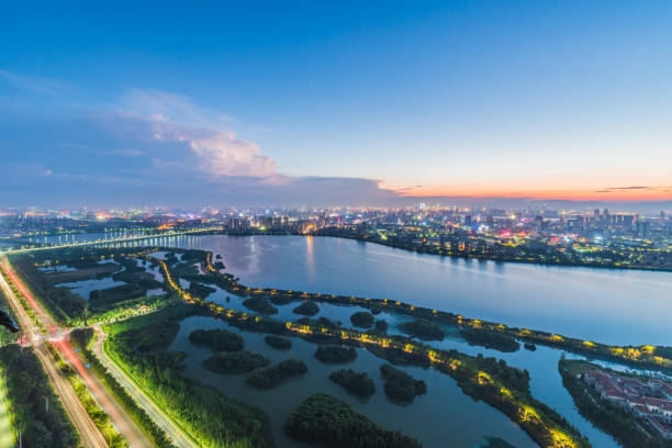 istock Chinese modern city panorama of night view 1140700687