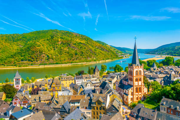 istock Aerial view of Bacharach from Postenturm, Germany 1140702198