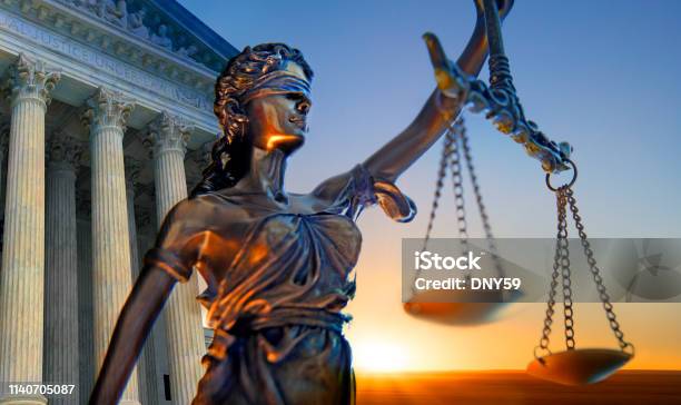 Download Statue Of Lady Justice And Supreme Court Building Stock Photo