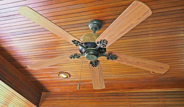 istock Electric wooden ceiling fan 1140706295
