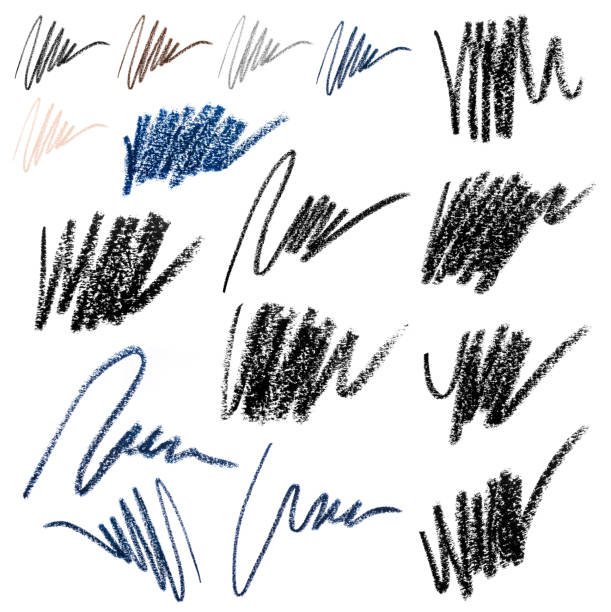 istock Cosmetic eye pencil strokes collection, various stroke samples isolated on white background 1140713256