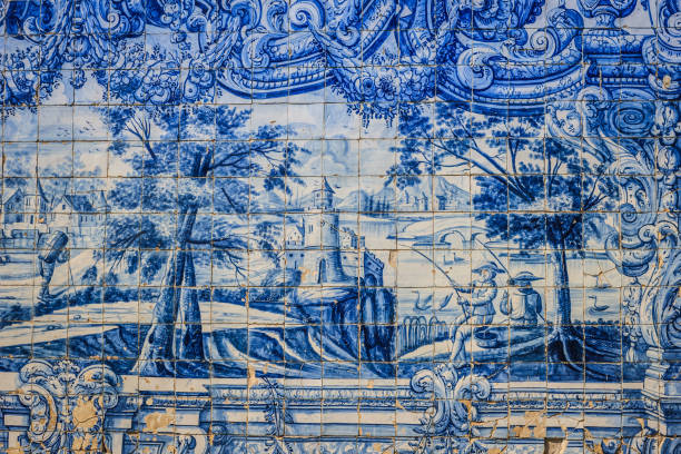 istock Old, decorated Portuguese tiles or ceramic Azulejos 1140713415