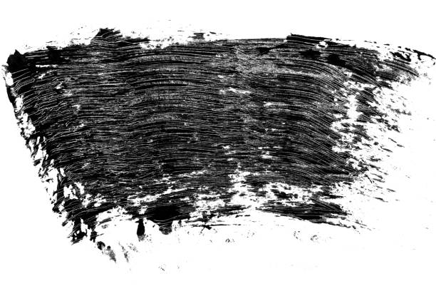 istock Cosmetic black eyelashes mascara brush stroke sample, isolated on white background 1140716929