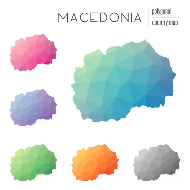 Vector illustration of Set of vector polygonal Macedonia, the Former Yugoslav Republic Of maps.
