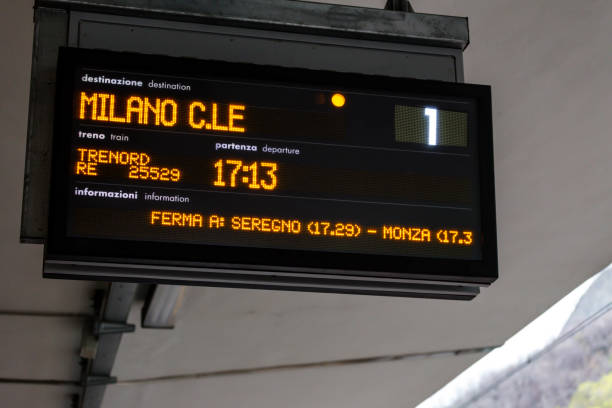 istock Train timetable information at station in Italy Europe 1140717769
