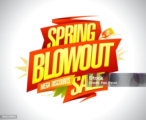 Spring Blowout Sale Mega Discounts Banner Design Stock Illustration - Download Image Now - Sale, Typescript, Retail