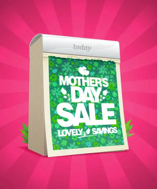 Vector illustration of Mothers day sale vector poster with tear-off calendar