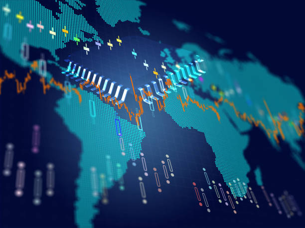 istock Industiral icons on blue world map 1140721697