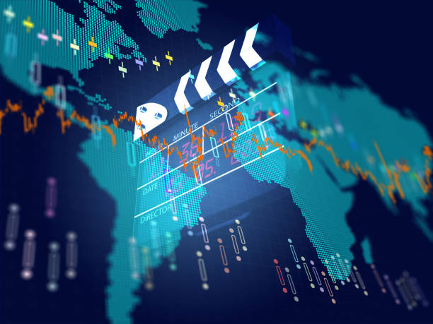 istock Industiral icons on blue world map 1140721768