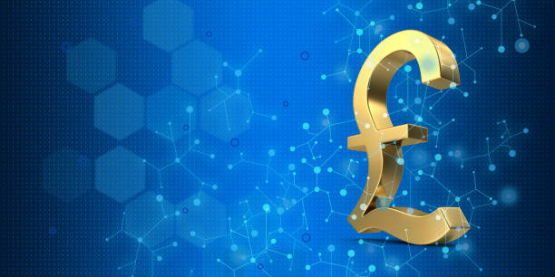 istock Gold colored currency symbols on blue background 1140722050