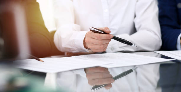 istock Bookkeepers team or financial inspectors  making report, calculating or checking balance. Group of people at work. Business operations concept 1140722080